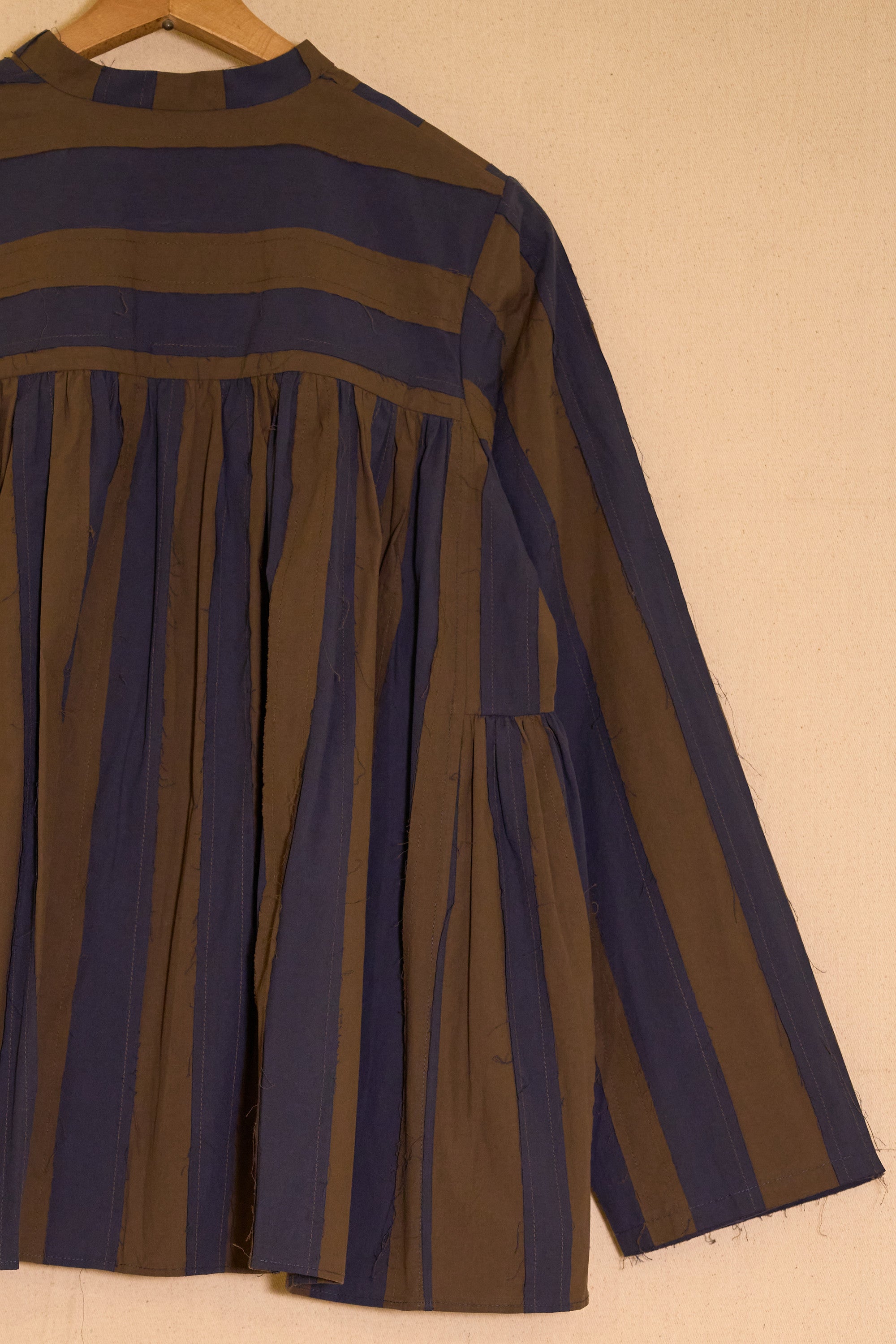 myra top - brown & blue organic cotton