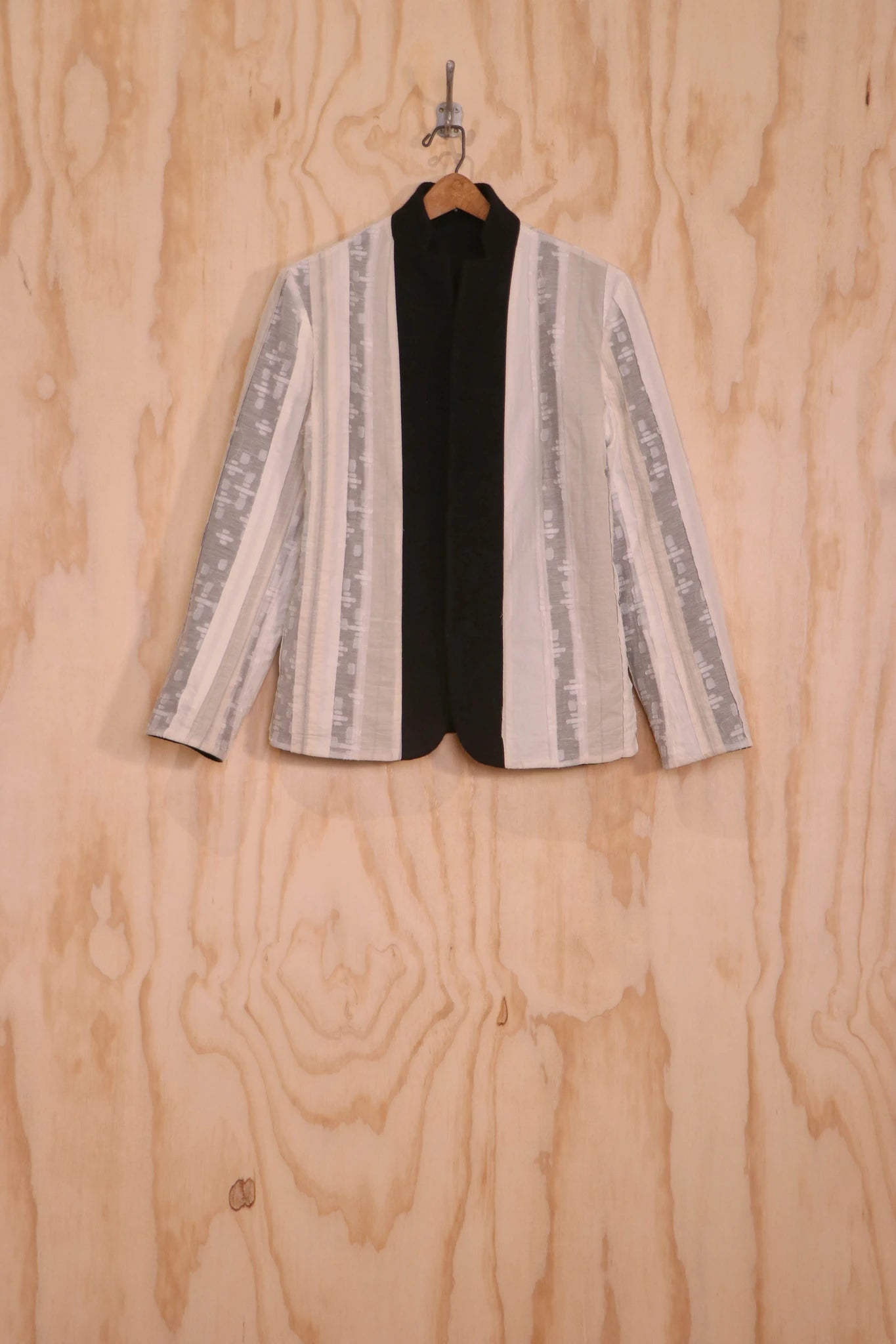 ront view of Patcha Jacket reversed to ivory organic-cotton jacquard