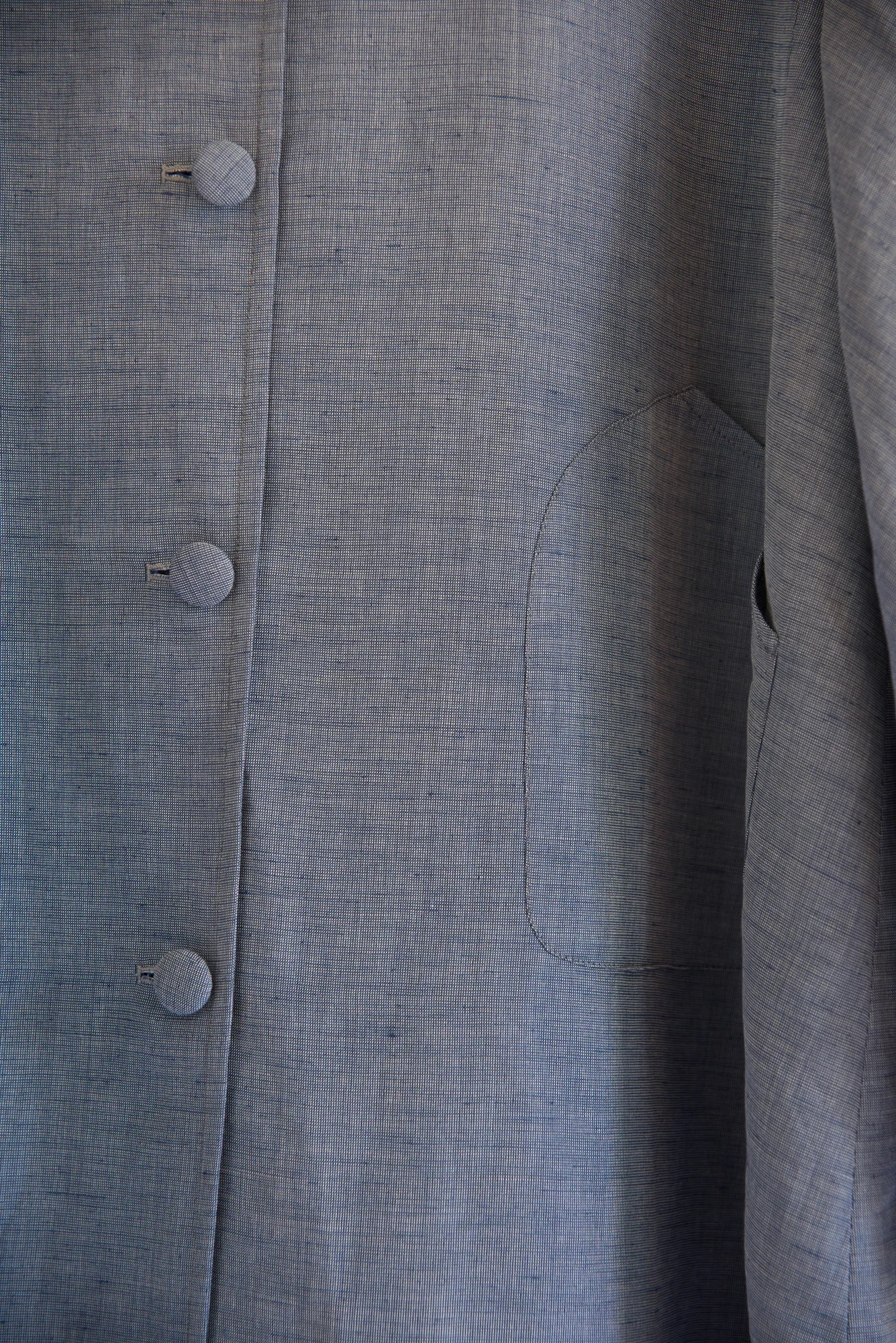 UNISECON Irma coat in blue, detail view
