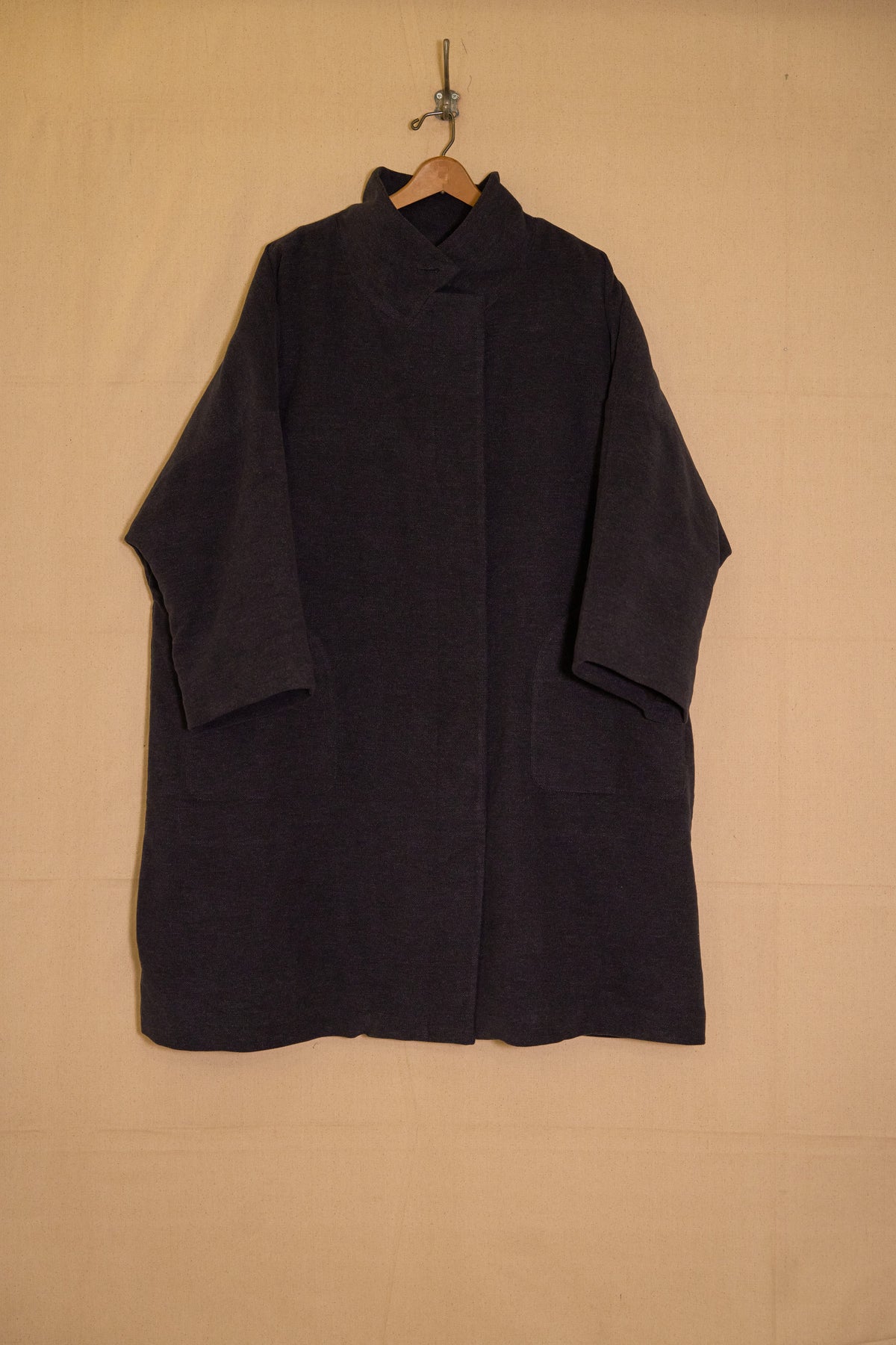 UNISECON Talia coat in blue front view