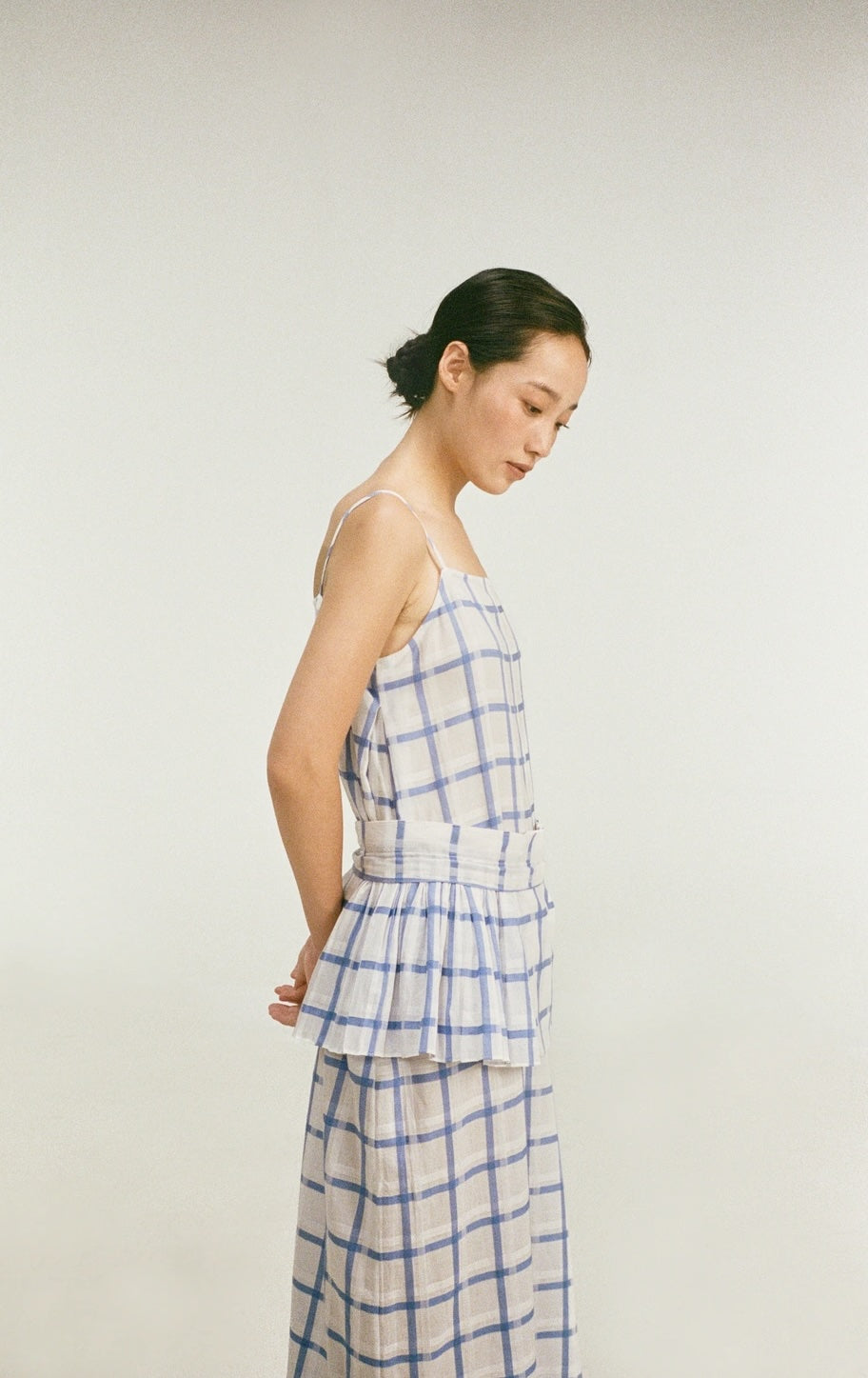 unisecon-zena-dress-white-blue-front-view-side-profile