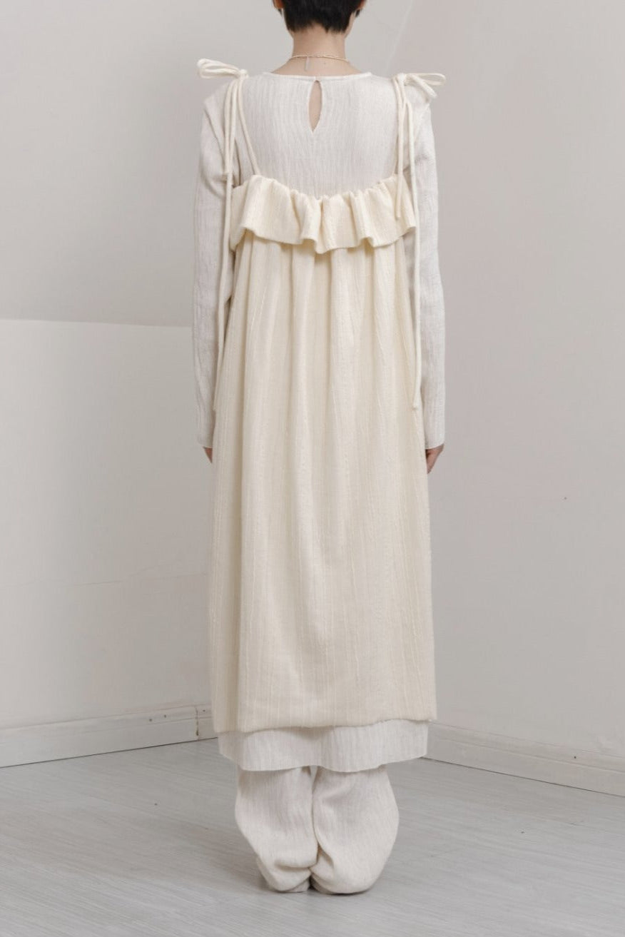 UNISECON AW 21 Cream Frill Strap Dress