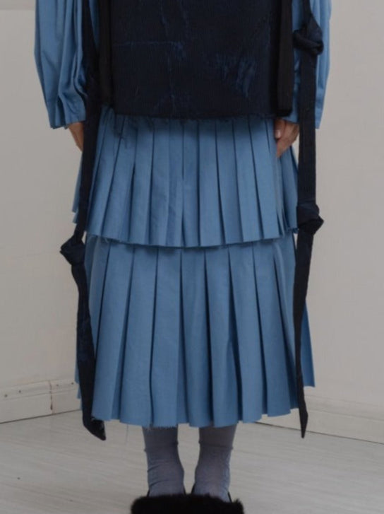 UNISECON AW21 Blue Double Pleated Skirt